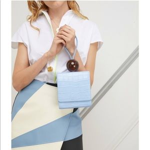 BY FAR blue leather bag designer